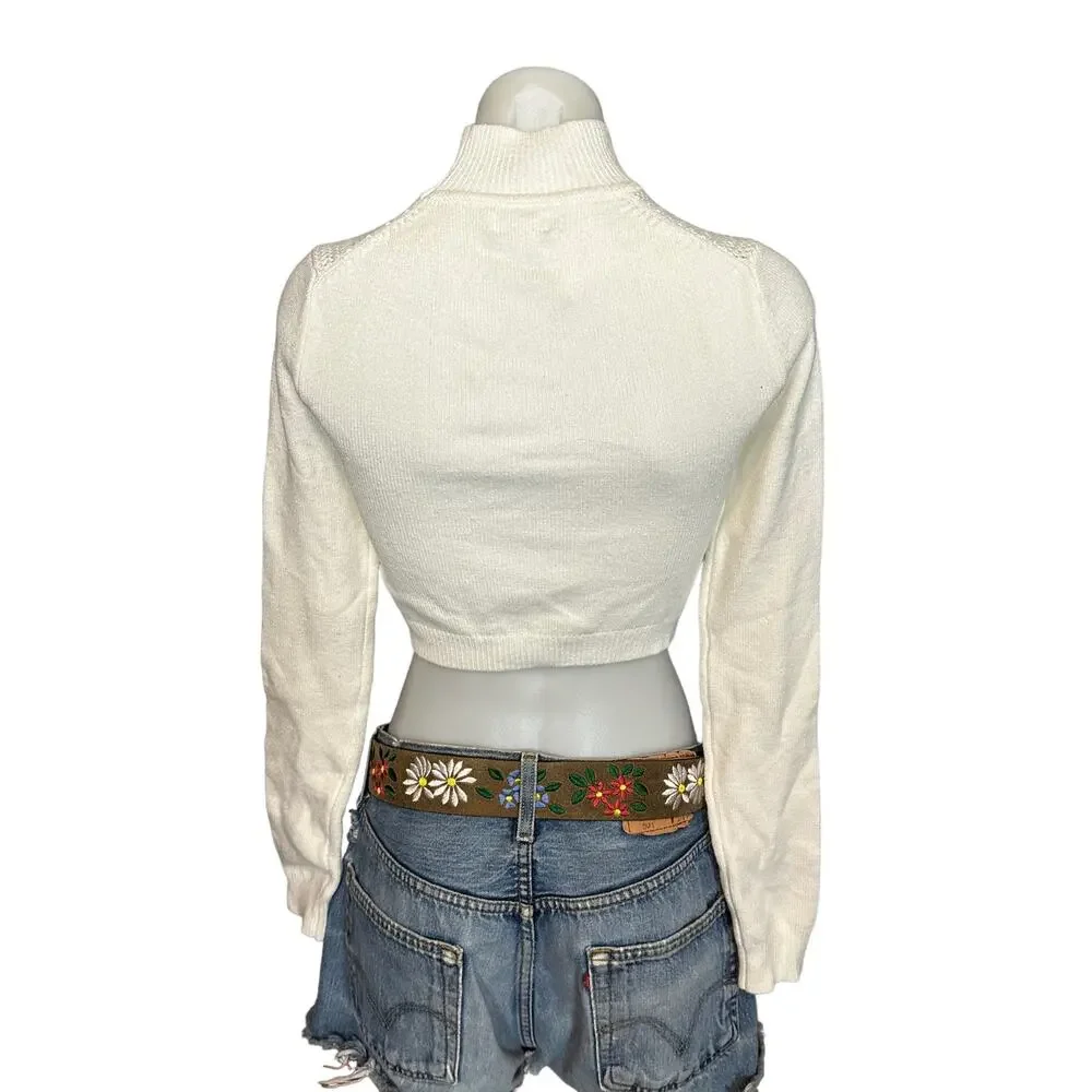 Lovers + Friends White Knit Crop Top SMALL Rhinestone Going Out Revolve $218 NEW - Picture 6 of 8